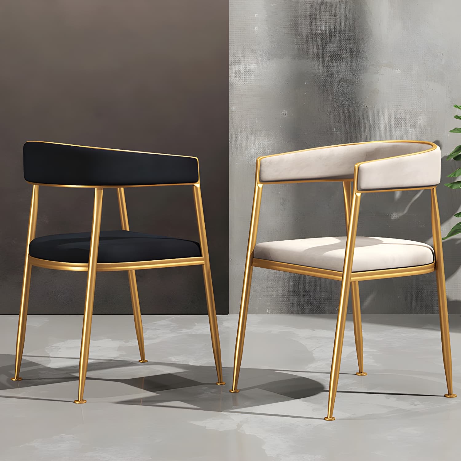 Glam Gold Metal Arm Chair Open Back Dining Side Chair with Upholstered - image 23