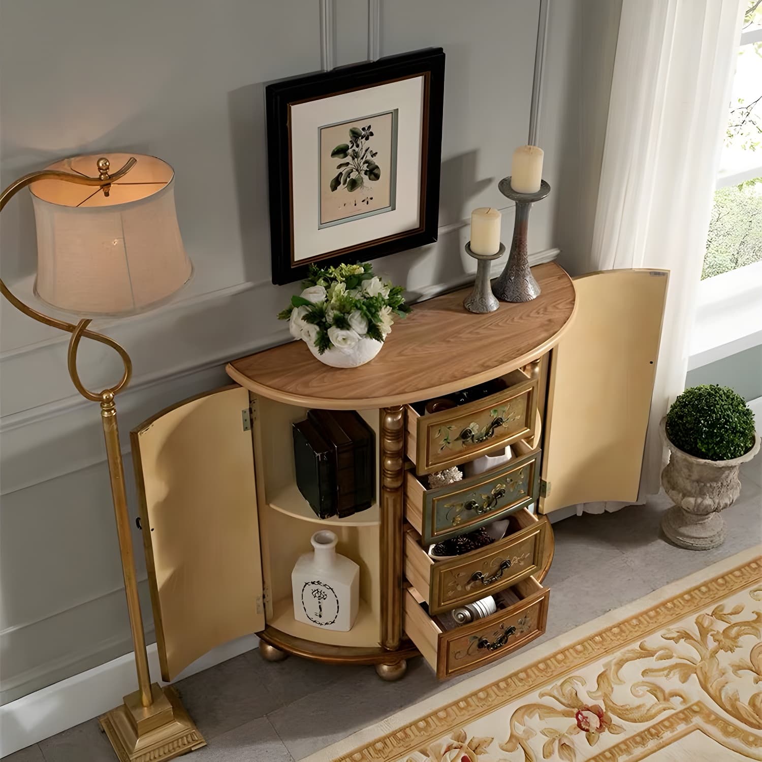 Industrial Distressed Wood Storage Cabinet 2 Doors Rectangle Accent Cabinet - image 8