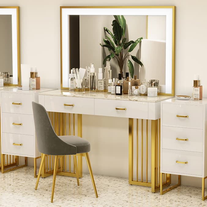 White Contemporary Standard/Large Sintered Stone Light Up 2 Drawers/4 Drawers - image 6