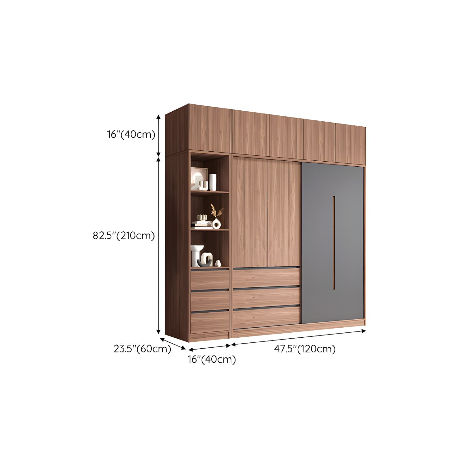 Contemporary Sliding Door Storage Cabinet Bedroom Cabinet with Drawers - image 28