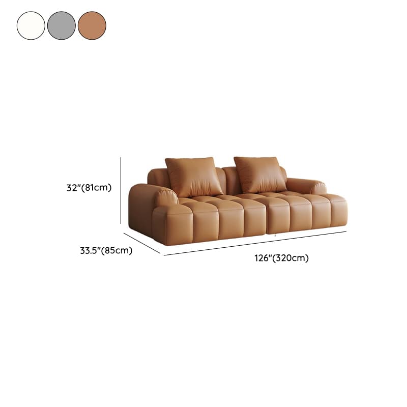 Modern Solid Color Tear Resistant Standard Sofa in Light Gray/Ivory/Citrus Color with 4-seater/Seats 5/3-seater and 2 Pillows - image 18