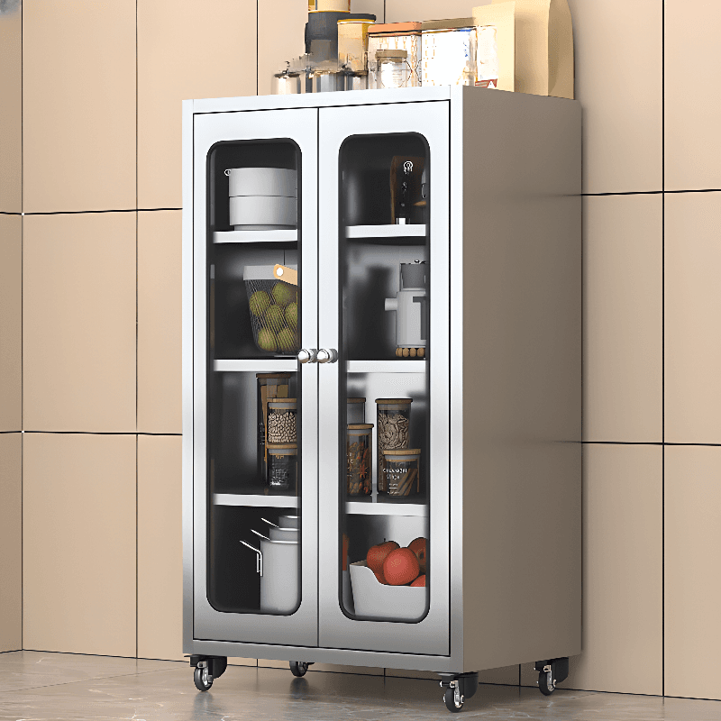 Metallic Sideboard on Roller Wheels with Stainless Steel Countertop - image 13