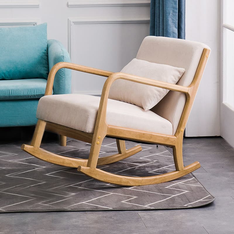 Nordic Natural Cotton Stationary Rocking Couch Chair with Back - image 9