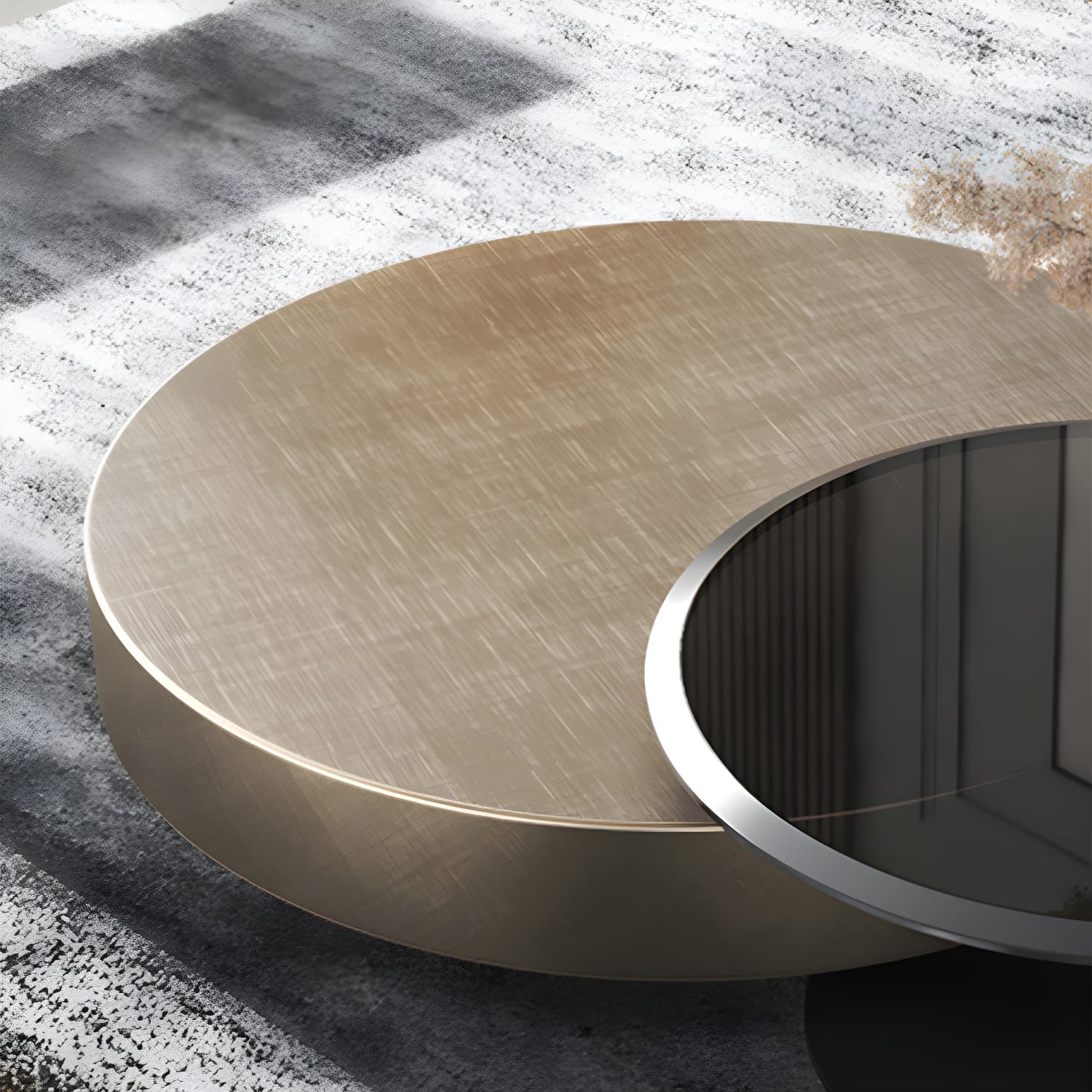 Round Coffee Table Brown Nesting Coffee Table Set for Living Room - image 9