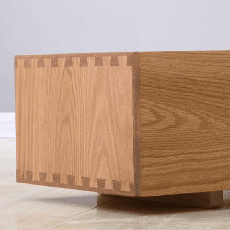 Unfinished Color Mid-Century Modern Oak Wood TV Stand with 3 Drawers - image 6