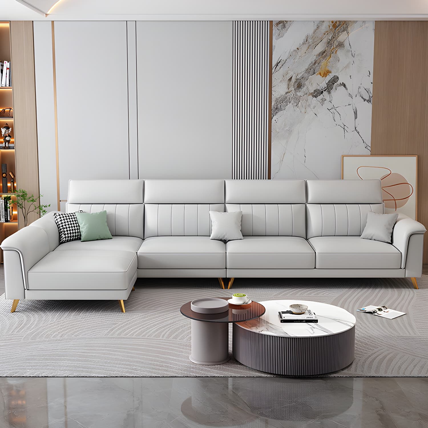 Modern Reversible Sectional with Flared Arm and Stain-Resistant Tech Cloth Upholstery - image 10