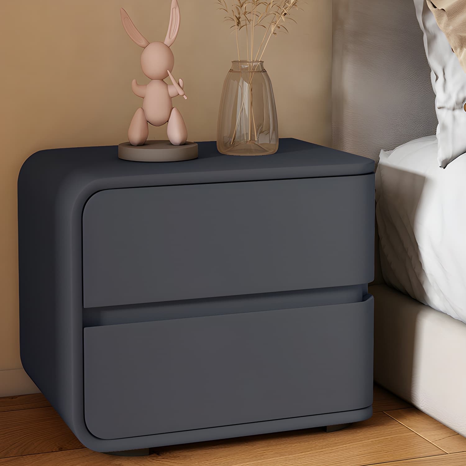 Scandinavian Pine Accent Table Nightstand Drawers Included with Legs