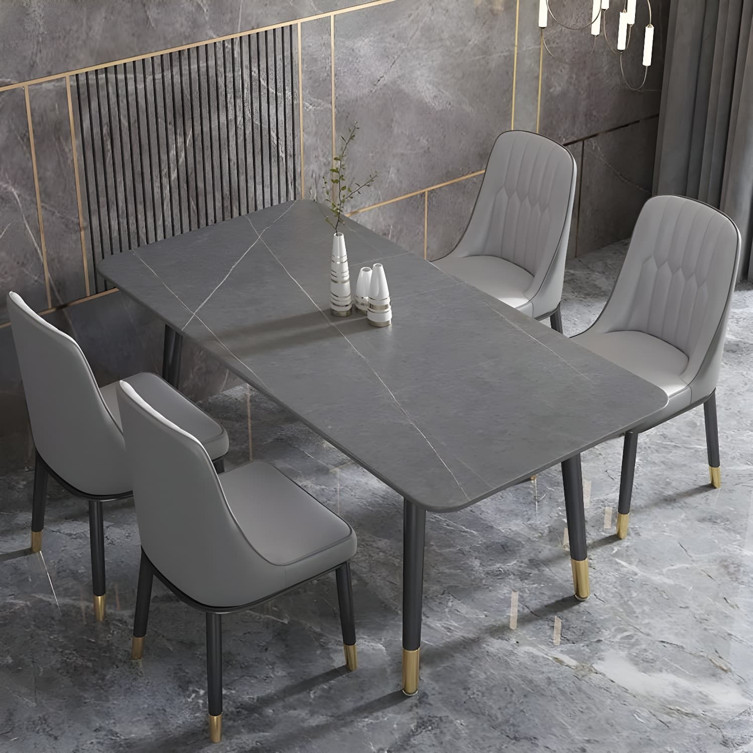 Simplicity Furniture Rectangle Stone Dining Room Table for Dining Room