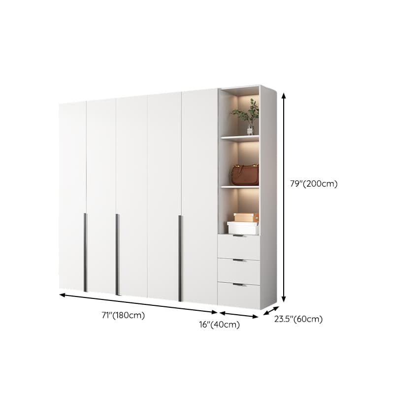 White Wood Wardrobe Armoire with Hinged Doors and Shelves Included - image 26