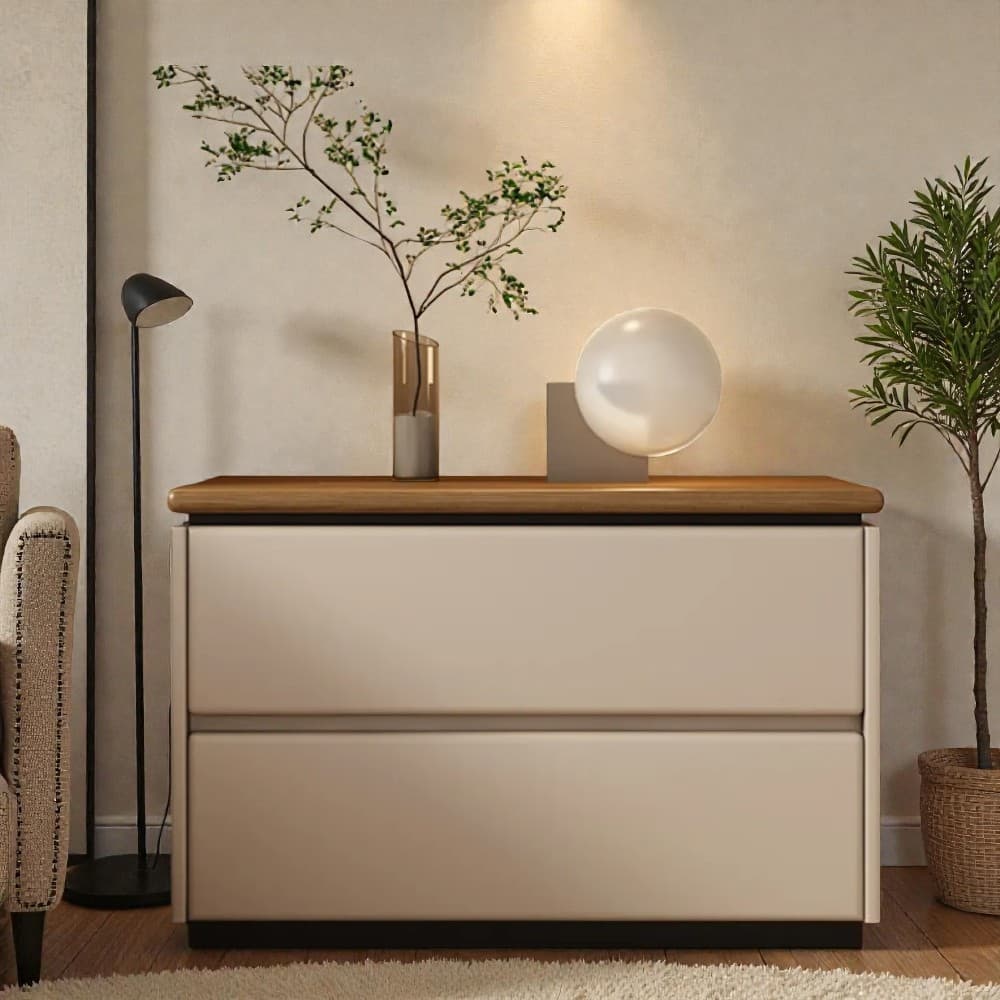 Modish 2 Tiers Drawer Storage Bedside Table with Laminate Countertop - image 12