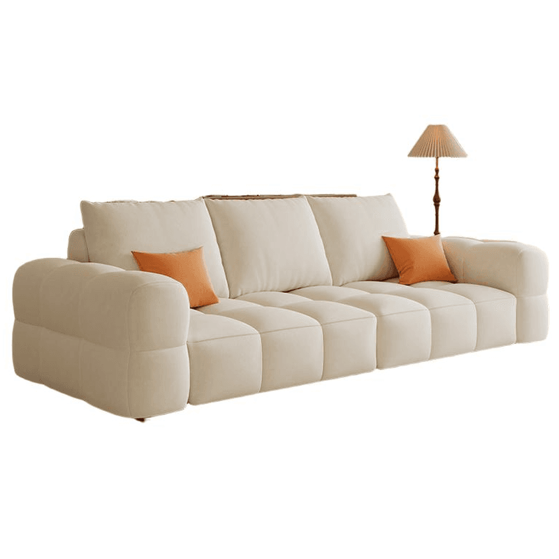 Contemporary Solid Color Tear Resistant Standard Sofa in Light Gray/Ivory/Coffee for 5/4 with 2 Pillows - image 11