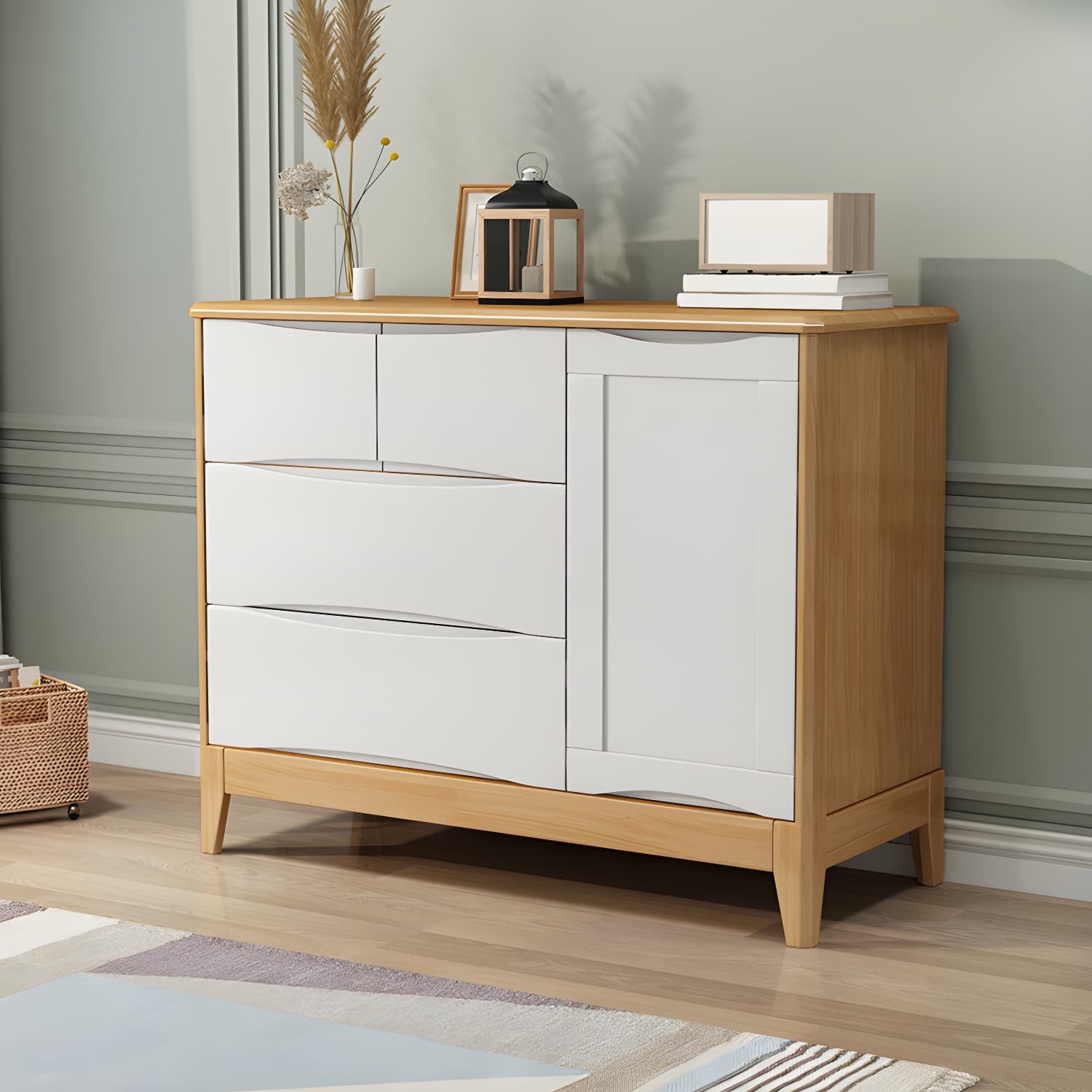 29.5"Tall 4 - Drawer Accent Cabinet, Wooden Rectangle Cabinet