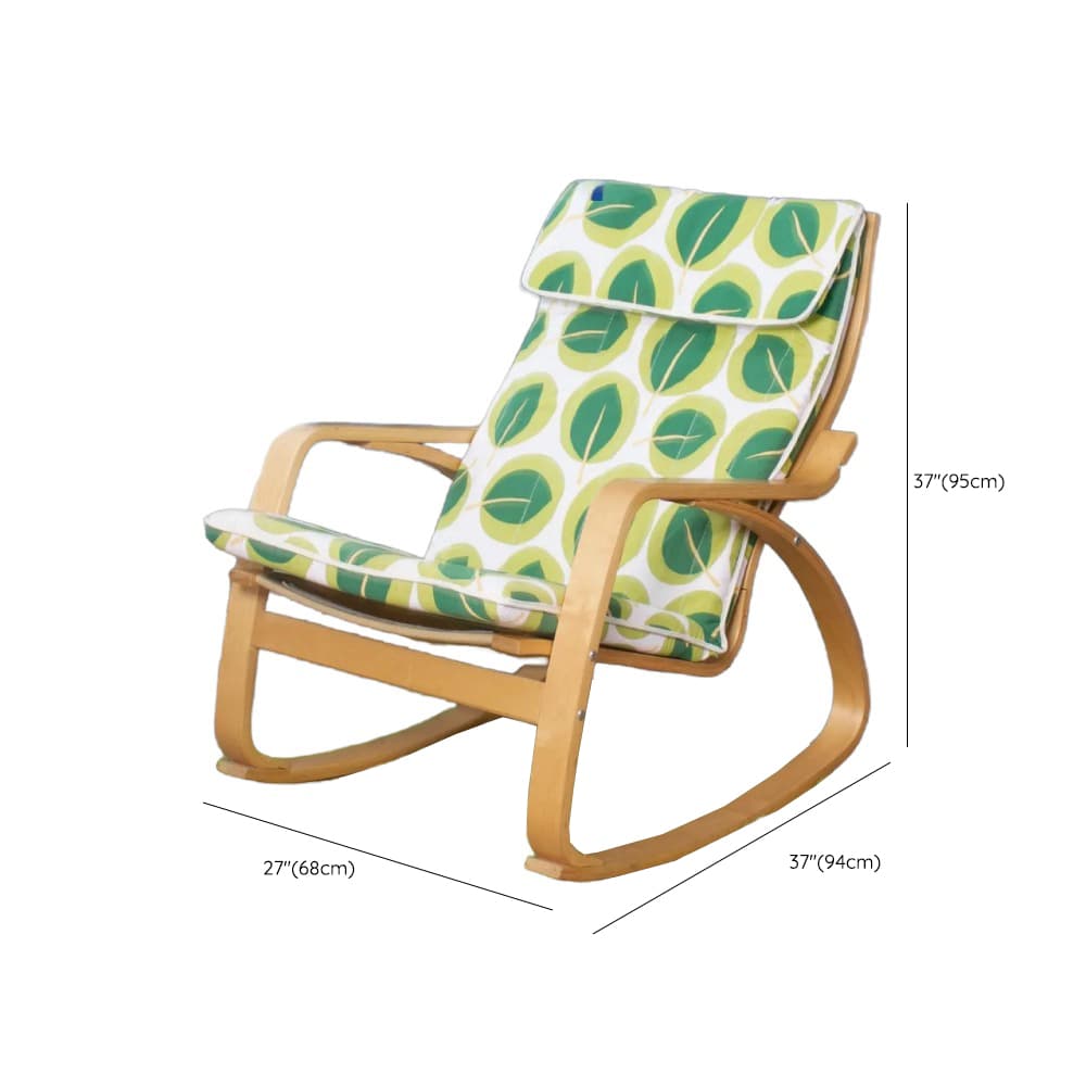 Ergonomic Natural Wood Rocking Armchair with Rear Back, Stationary - image 11