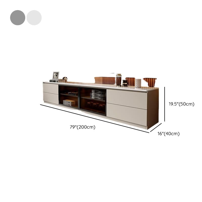 2-Cabinet & 4 Drawers Trendy Sintered Stone TV Stand with Shelf & Cable Management - image 13