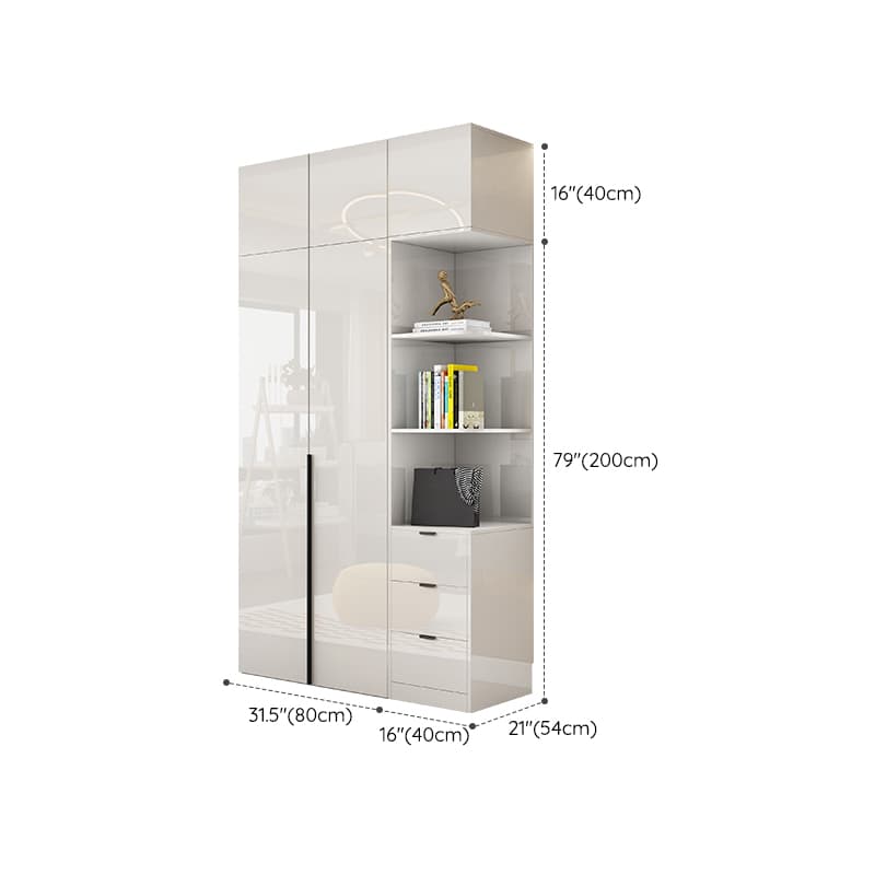 Solid Wood White Wardrobe Armoire with Drawers, Clothing Rod, and Shelves - image 28
