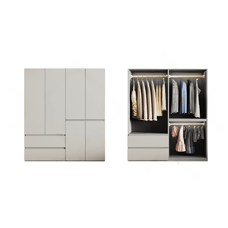 Cream Trendy Reclaimed Wood Wardrobe Armoire with Soft Close Drawer, Soft Close Door, Interior Shelves, and Clothing Rod - image 13