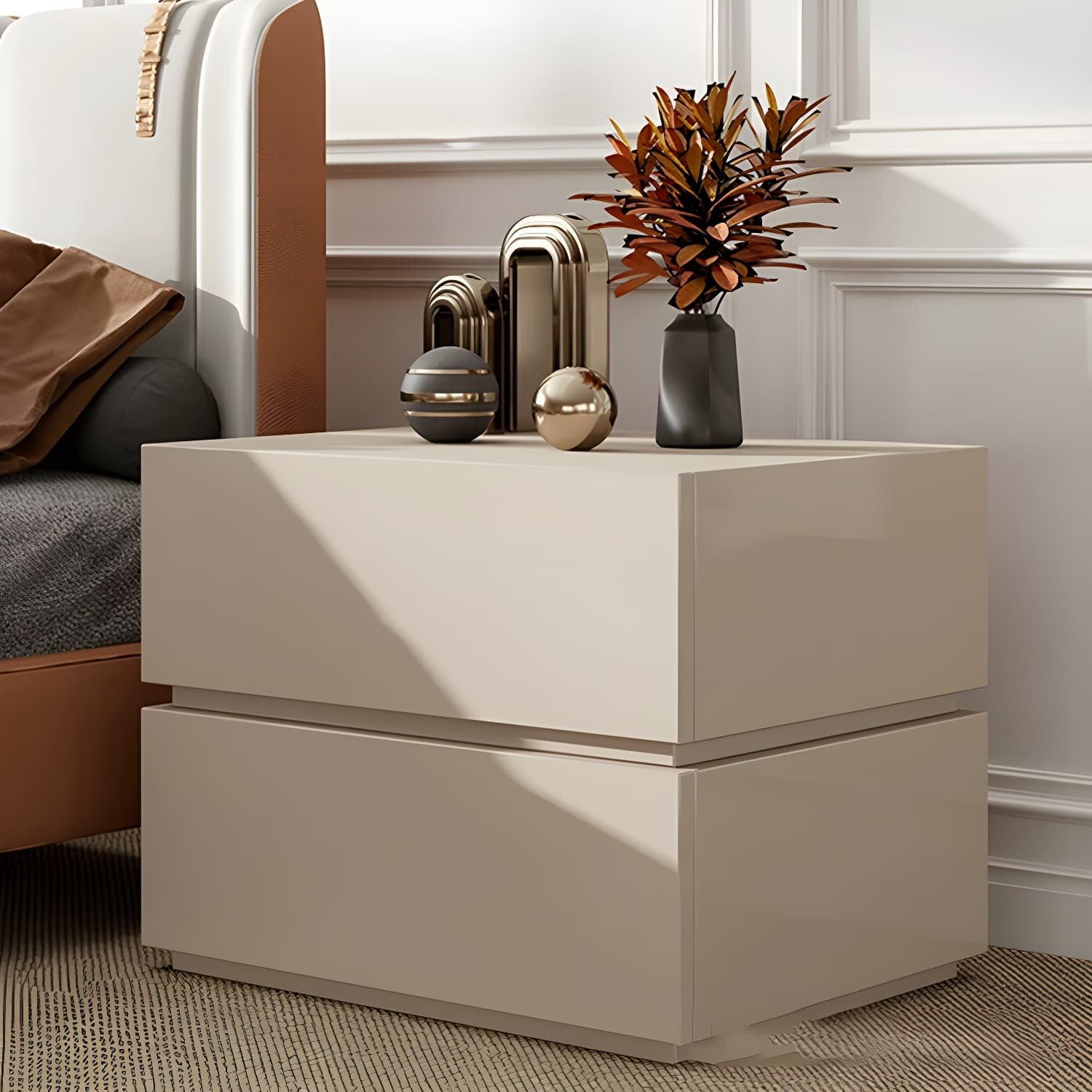 Contemporary Drawer Storage Wooden Accent Table Nightstand 15.7" Wide - image 8