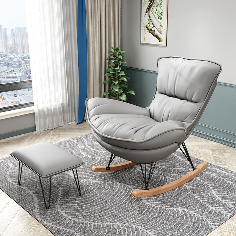 Indulgent Modern Upholstered Rocking Chair with Ottoman Perfect for Relaxation in Natural Wood Tone - image 5