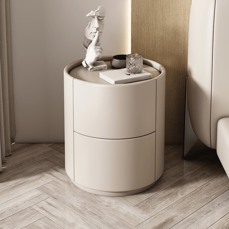 Trendy Vinyl Leather Cylindrical Drawer Storage Nightstand Multi Color - image 12