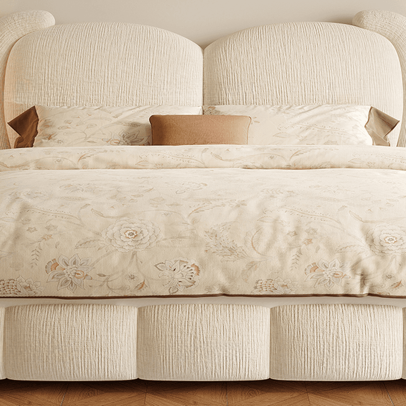Solid Color Storage Included Panel Bed with 3 Storage Boxes and Panel Headboard, Upholstered in Sponge - image 4