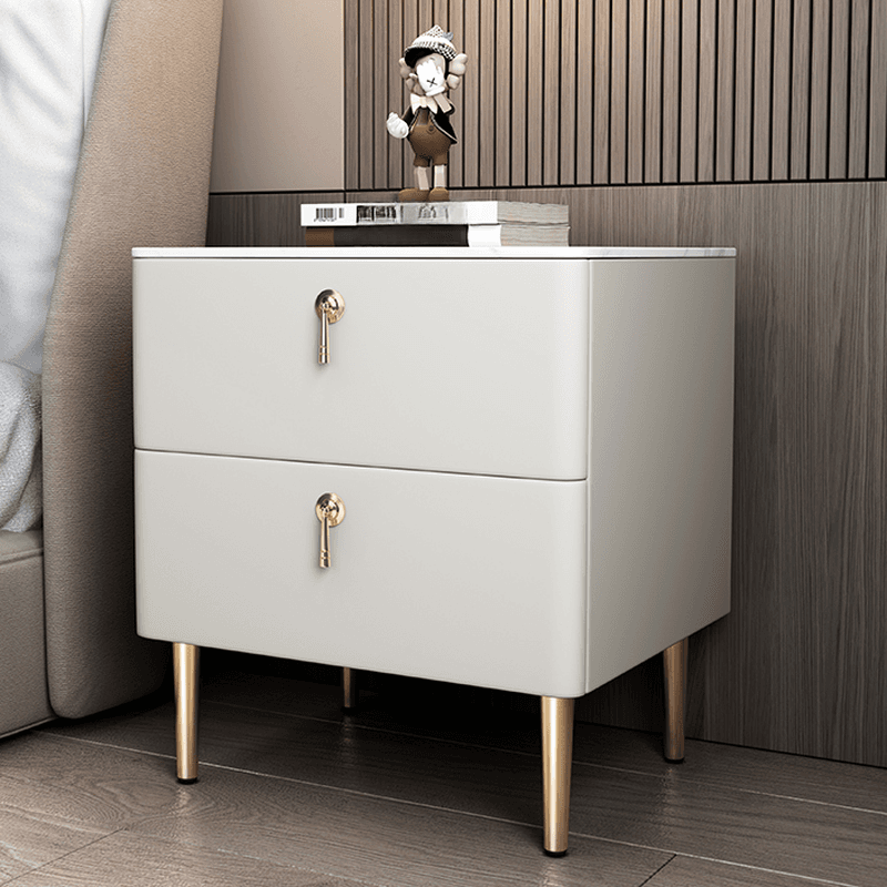 Minimalist 2-Drawer Stone Countertop Bedside Cabinet with Legs - image 8