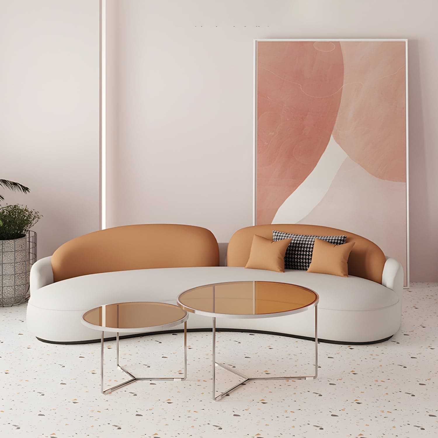 Faux Leather Contemporary Curved Sofa Armless Sofa for Living Room - image 3