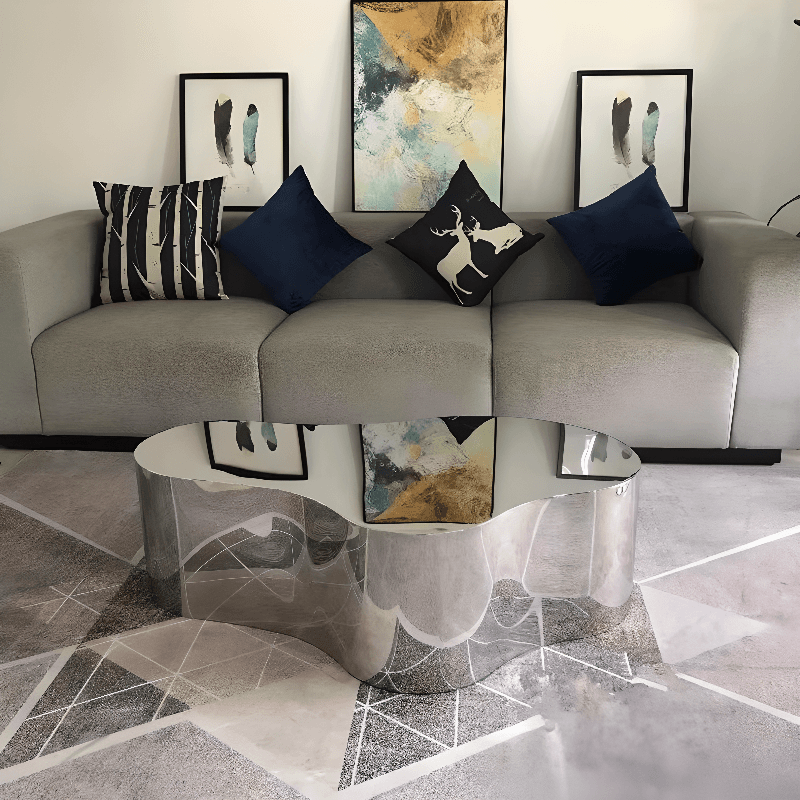 Silver Alloy Irregular/Circular-shaped Accent Table for Small Spaces - image 11