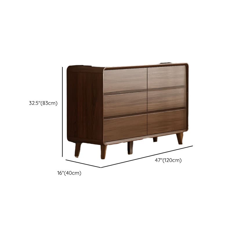 Cocoa Retro Rubberwood Semainier for Sleeping Quarters with 6 Drawers Horizontal - image 12