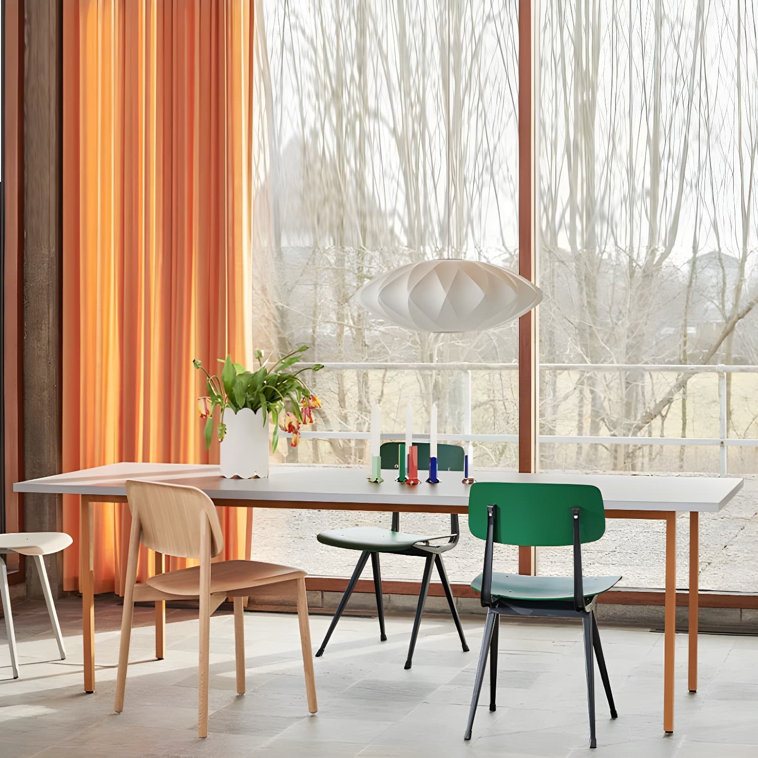 Scandinavian Wooden Rectangular Dining Table with Standard Height Legs - image 4