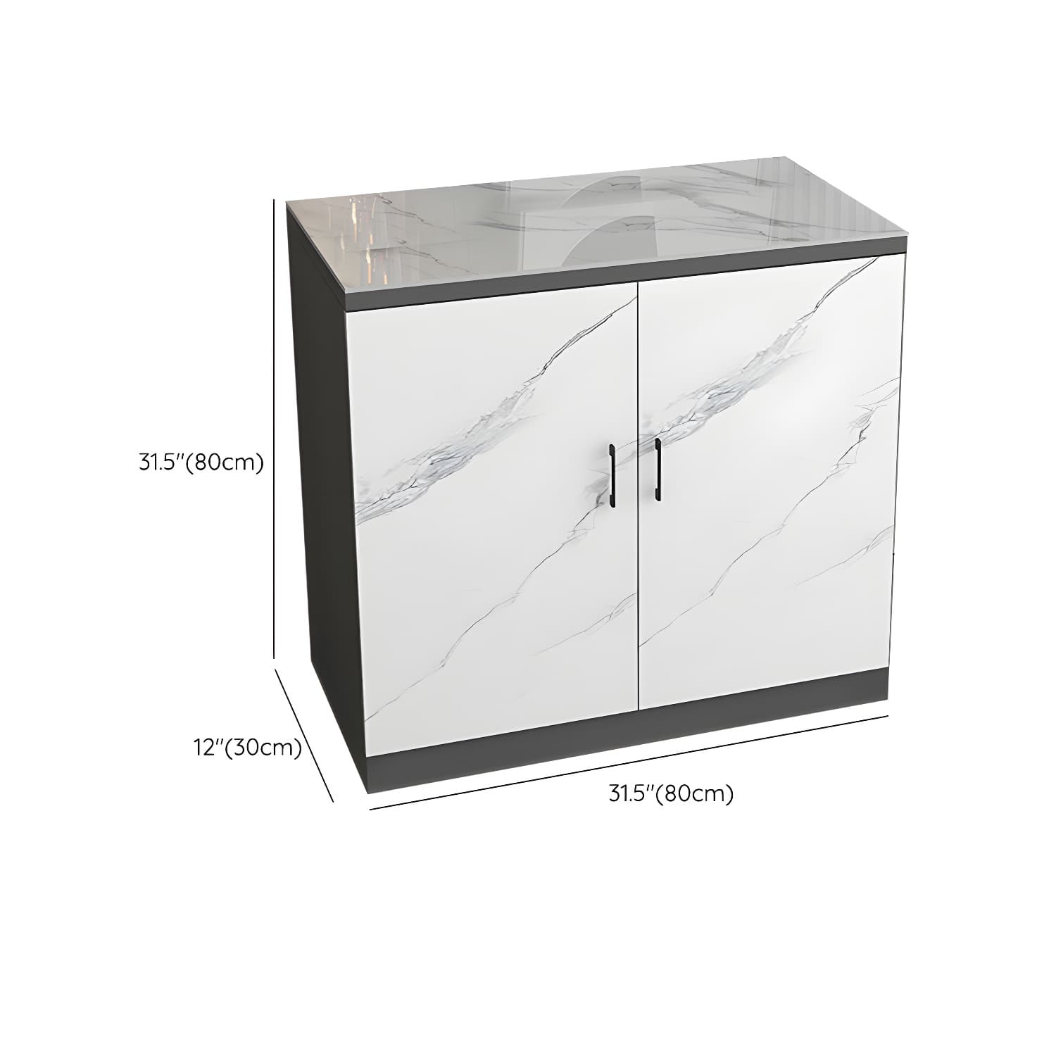 White Modern Wood Server with Stone Countertop and Cabinet Included - image 12