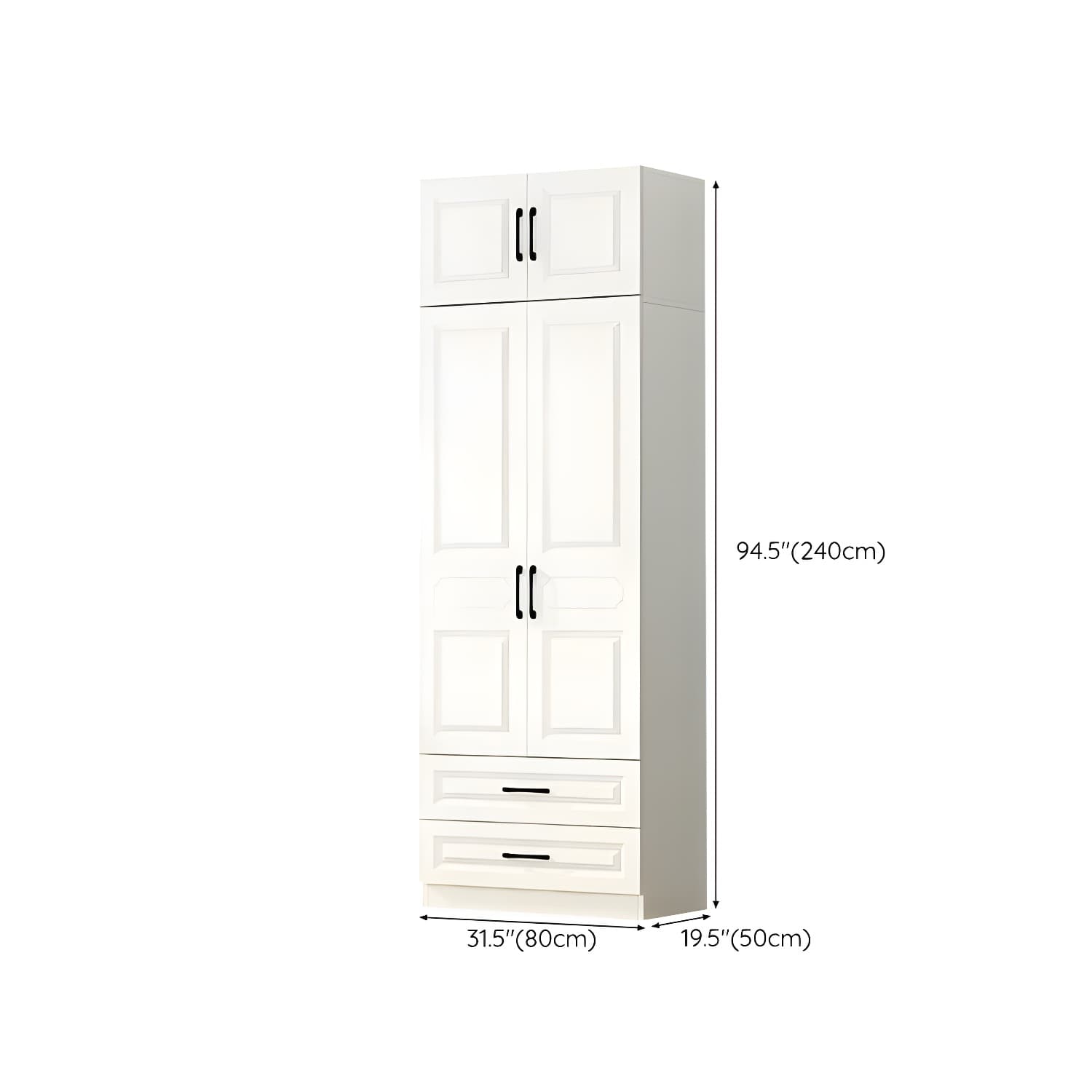 White Modern Wood Wardrobe Armoire with Clothing Rod and Shelves - image 16