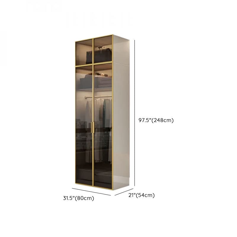 White Trendy Reclaimed Wood Almirah with Soft Close Drawer, Interior Shelves, and Hanging Rod - image 22