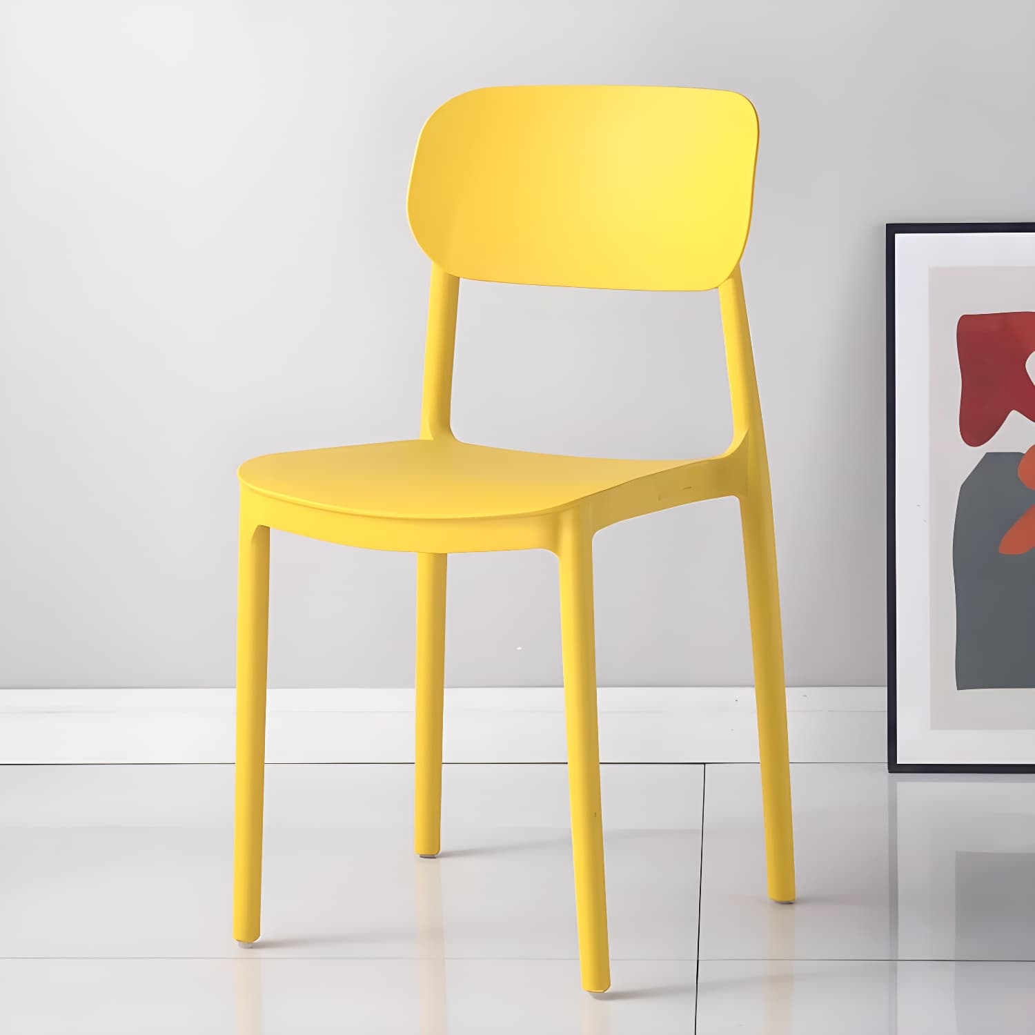 Stackable Scandinavian Style Side Chair with Low Back in Plastic & Acrylic - Armless - image 11