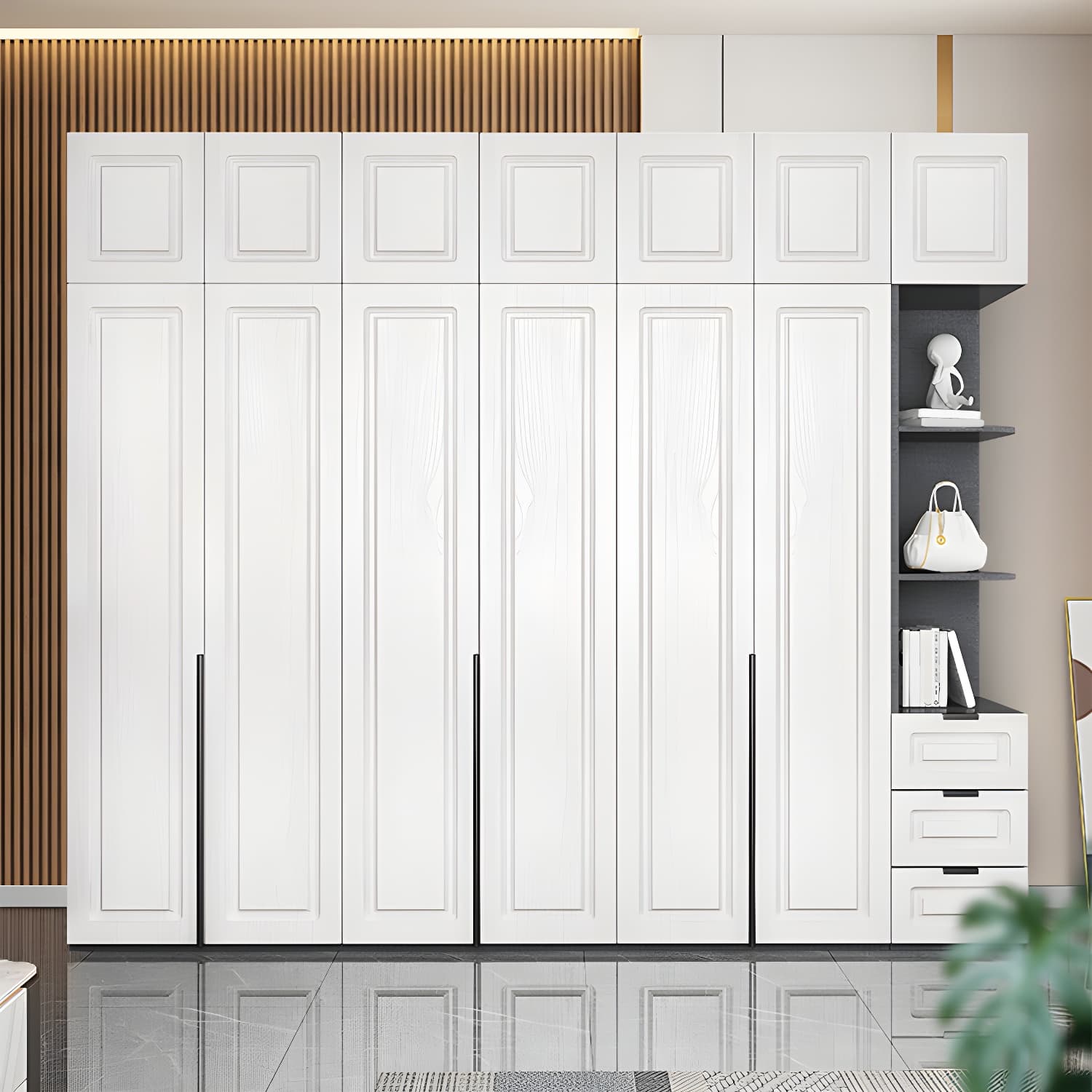 Modern Style Wooden Wardrobe Soft Close Door Wardrobe Closet with Drawer - image 15