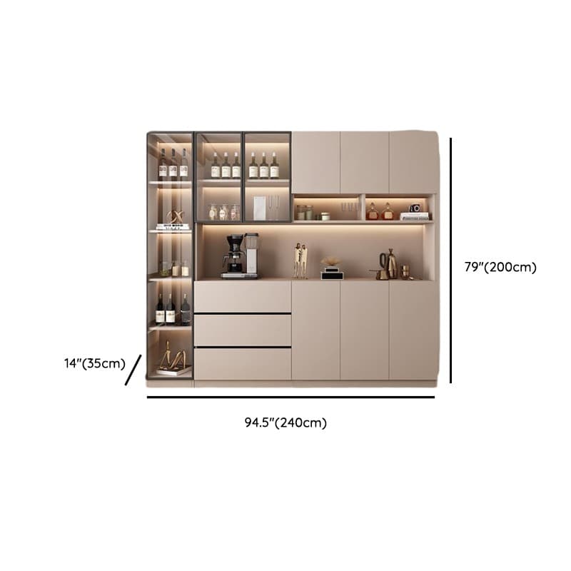 Wide/Standard/Narrow Modern Timber 3 Drawers 2 Shelves/3 Shelves/1 Shelf Glass Doors Pantry Hutch Sideboard - image 41