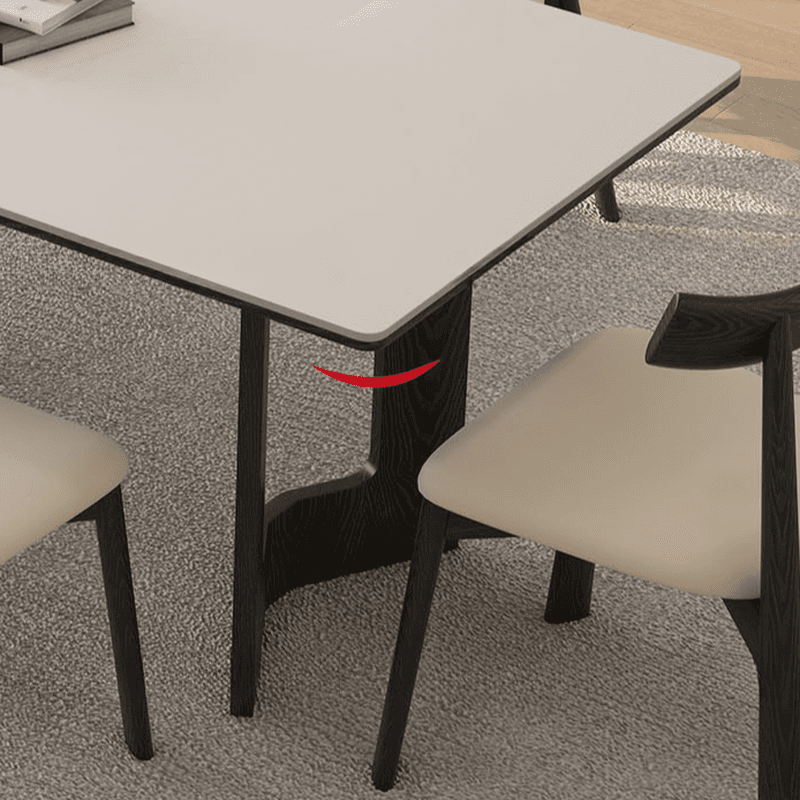 Slate Dining Table Set with Two-sided Pedestal, Padded Chair, and Back for 4 People - 5-piece in White - image 5