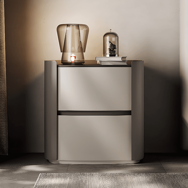 Drawer Storage Bedside Table with Sintered Stone Countertop and 2 Drawers in an Art Style - image 5