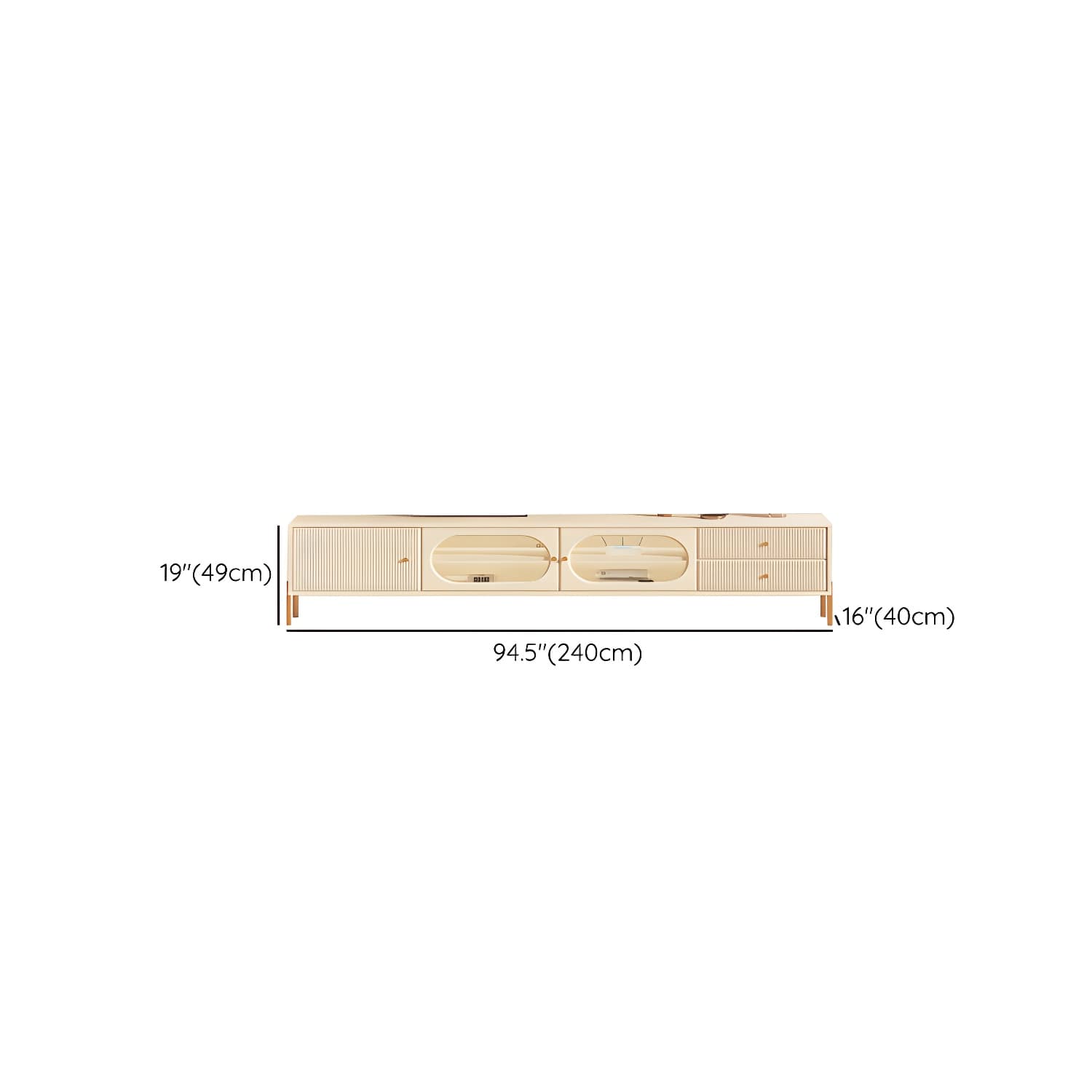 White Cable Management TV Console Modern Engineered Wood Media Console - image 12