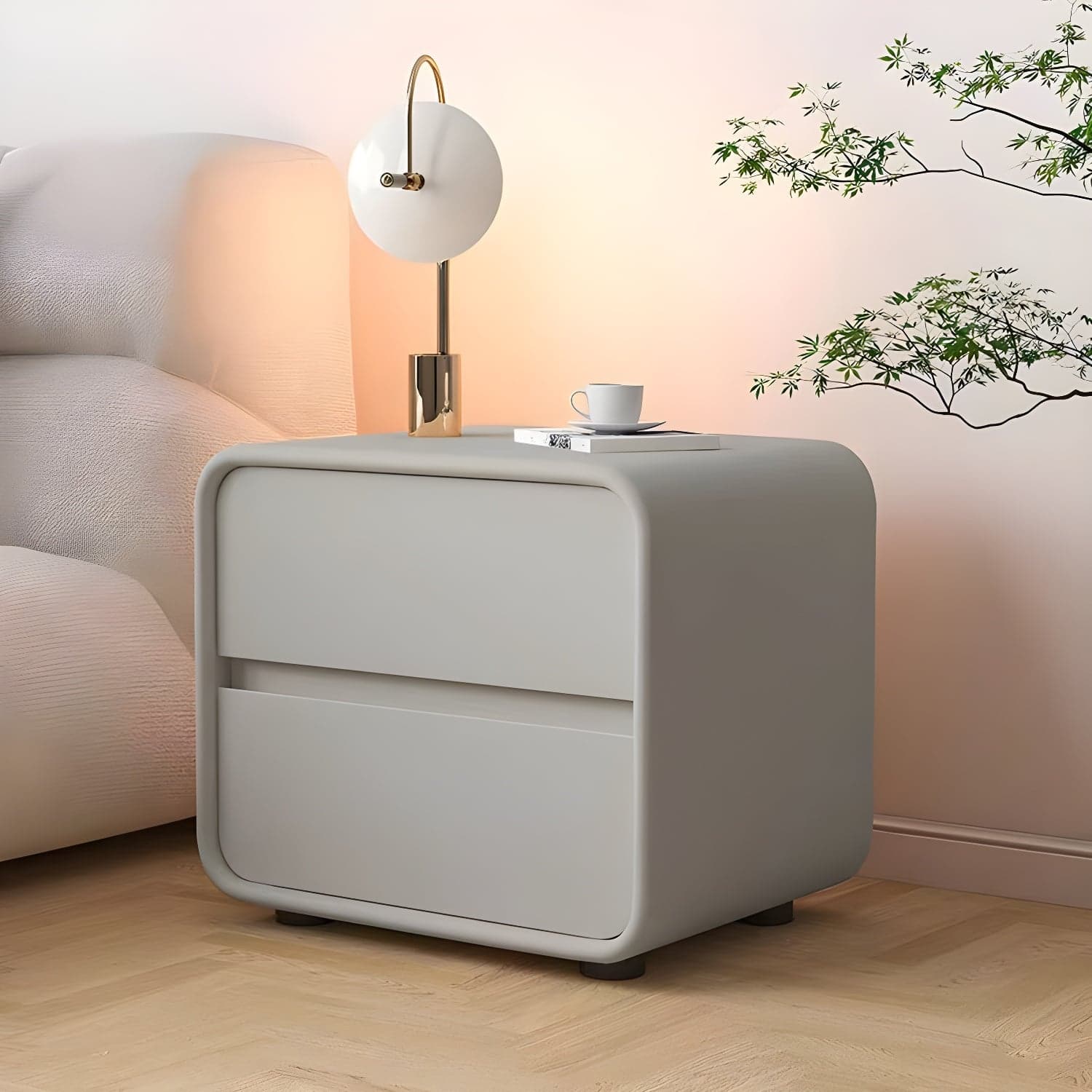 Contemporary Accent Table Nightstand Drawer Storage with 2 Drawers - image 3