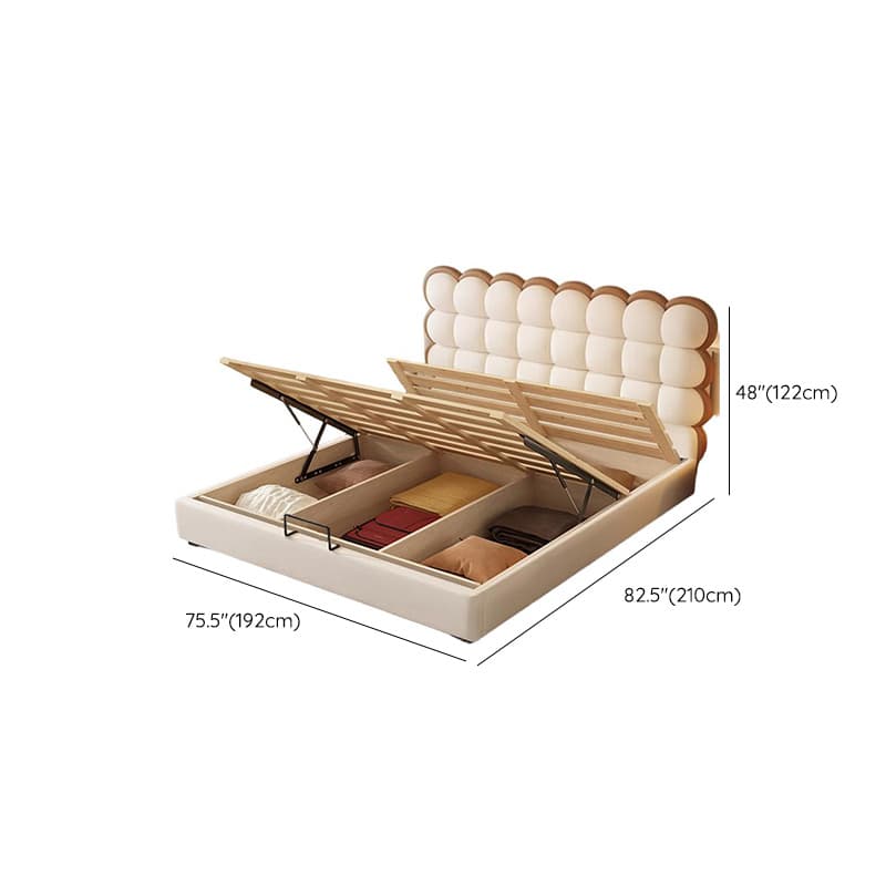 Solid Color Storage Included Panel Bed with Stitch-tufted Panel Headboard and Sponge Upholstery - image 16
