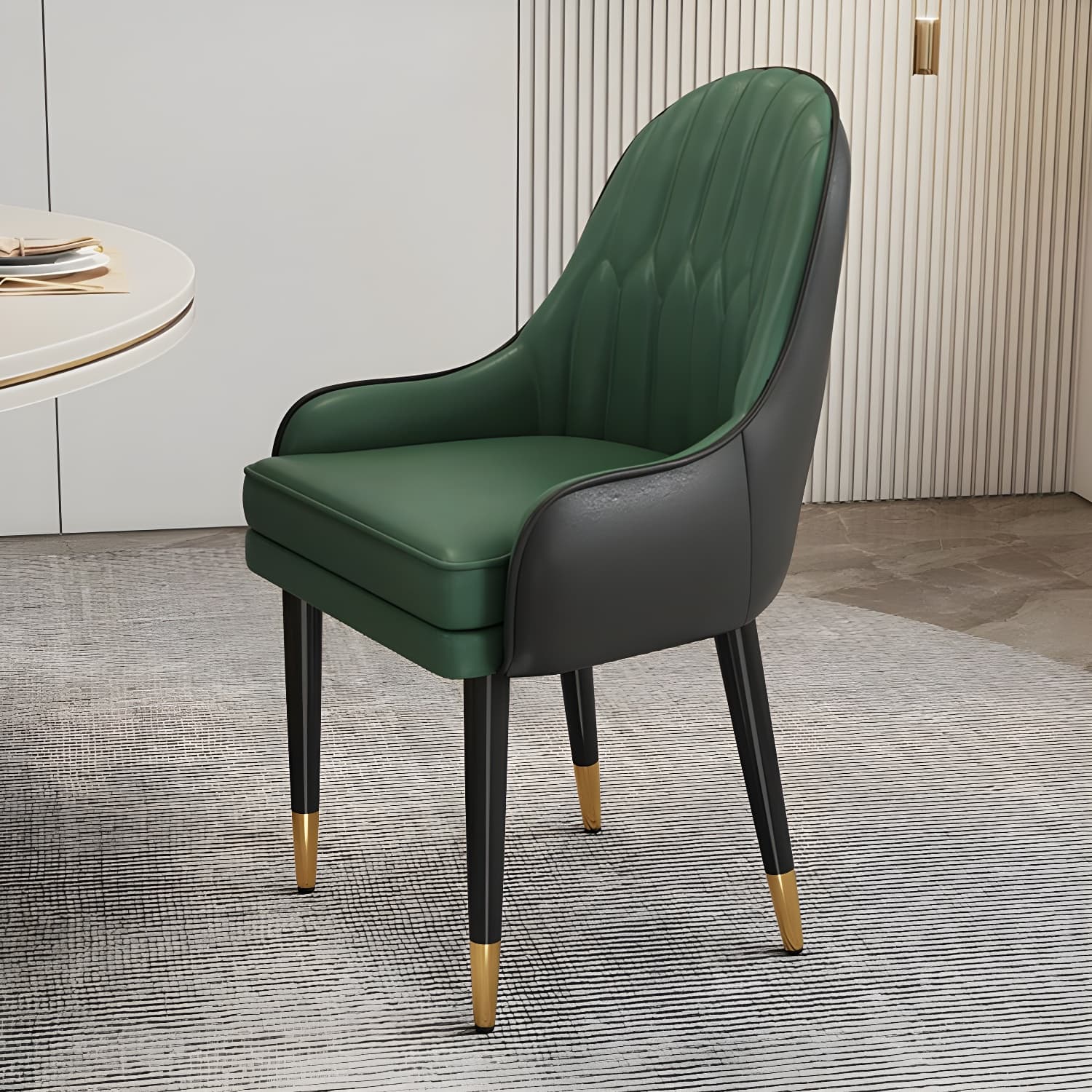 Glam Arm Chair with Upholstered Faux Leather, Solid Back, and Metal Legs - image 5
