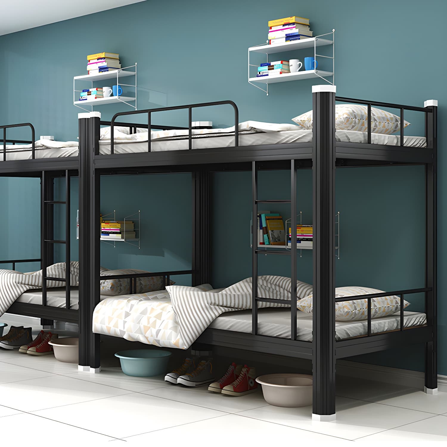 Modern Bunk Bed Dormitory Bedroom Metal Bed Frame with With Headboard and Footboard - image 15