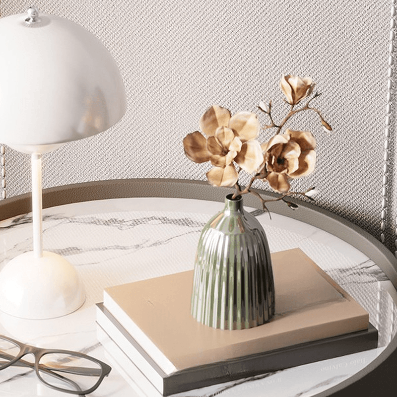 Minimalist 2 Tiers Round Nightstand with Stone Countertop - image 8