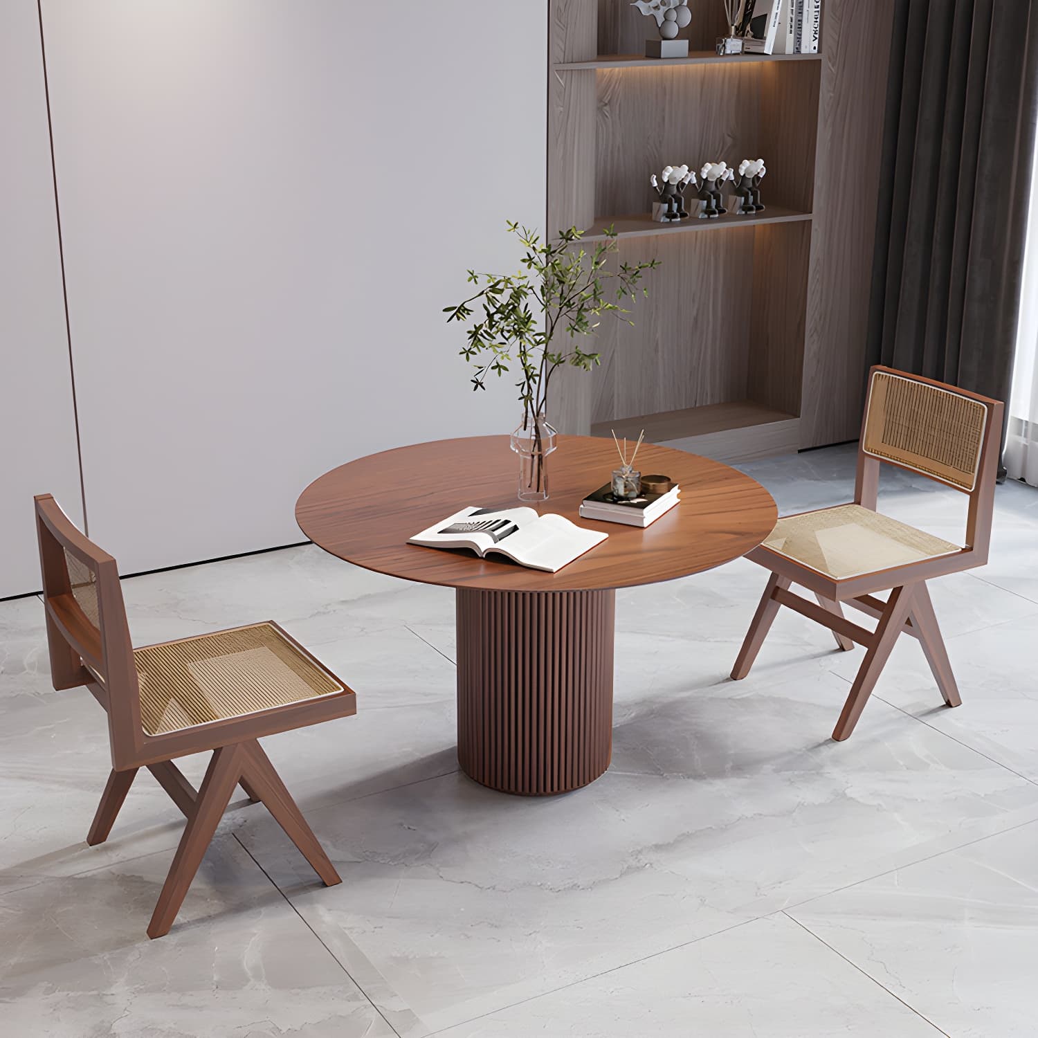 Solid Wood Round Table for Restaurant Modern Wood Table with Pedestal Base - image 10