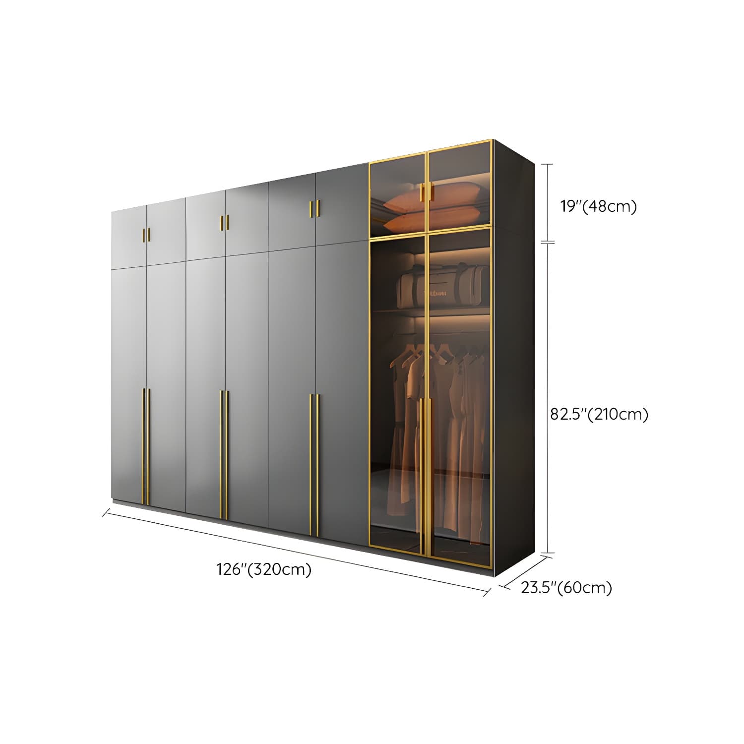 Modern Black Wood Wardrobe Armoire with Soft-Close Drawers & Clothing Rod - image 25