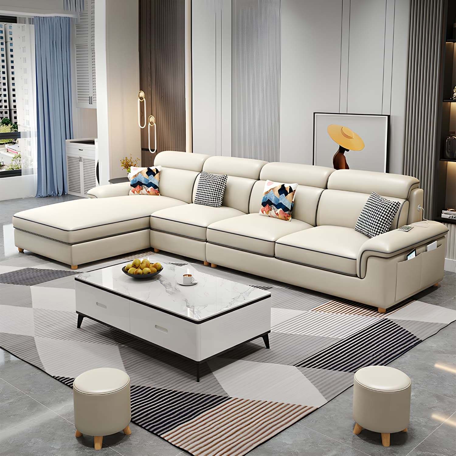 Modern Wood Frame L-Shape Sectional Sofa Chaise with Slipcover and Storage Included - image 12