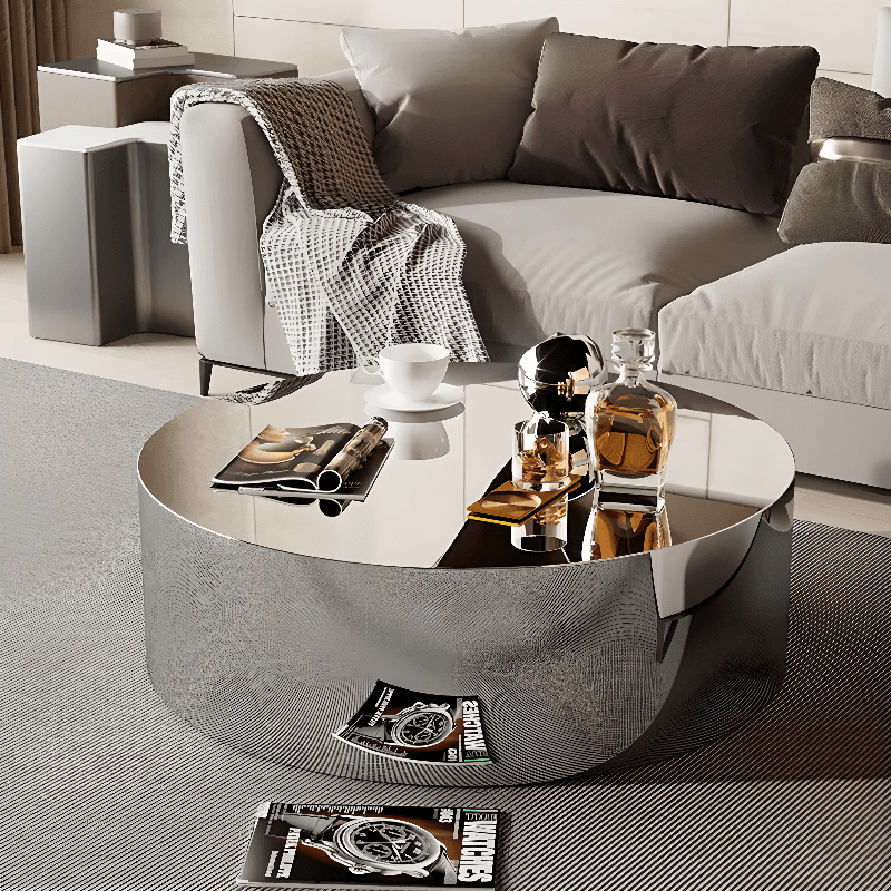 Silver Alloy Irregular/Circular-shaped Accent Table for Small Spaces - image 13