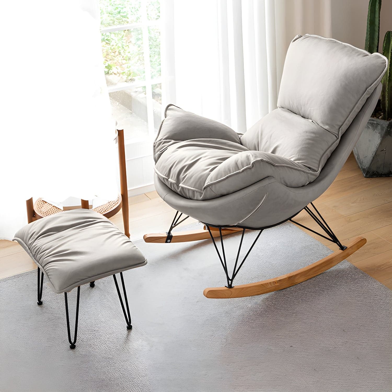 Modern Rocking Chair Solid Wood Rocker Chair with Light Legs - image 5