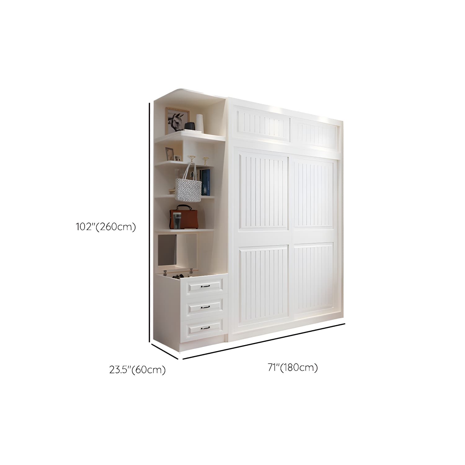 Contemporary Wardrobe Armoire with Garment Rod Wood Wardrobe Closet - image 27