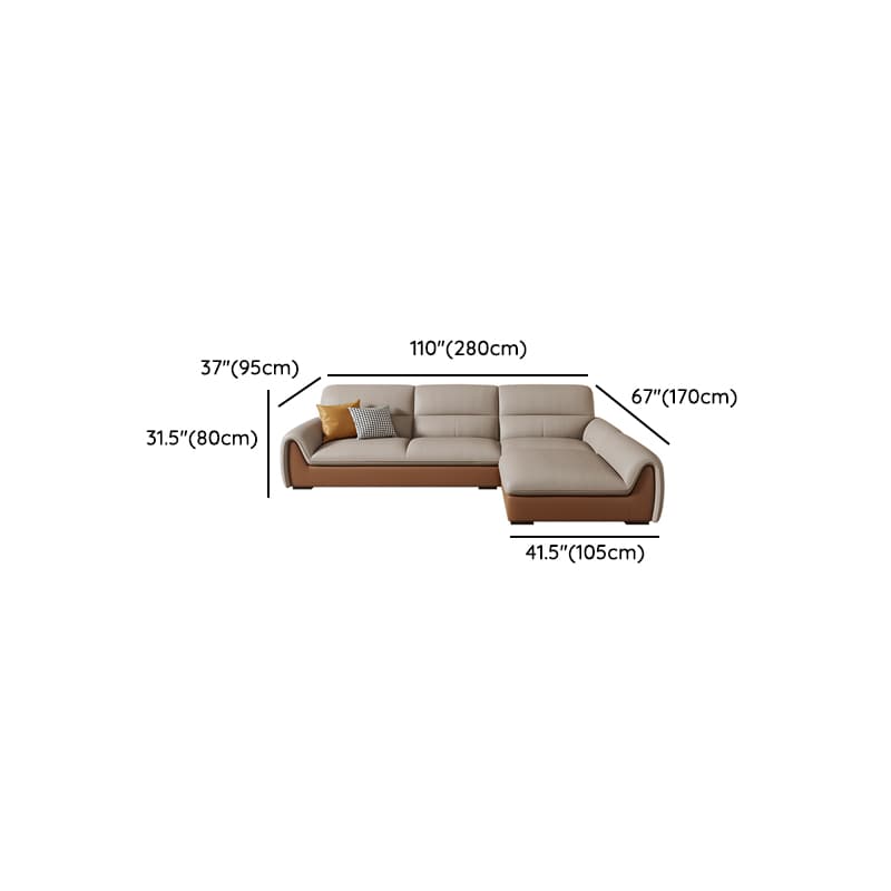 Modern Brown Leather Pillow Top Sectional Sofa with Wood Frame - image 17